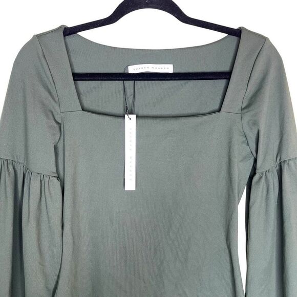 NEW Susana Monaco Bell Sleeve Square Neck Top Hunter Green Small - Picture 4 of 8